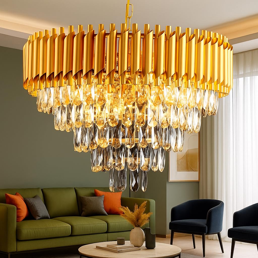 ADWAIT K9 Crystal Chandeliers Jhumar Gold (500mm) 